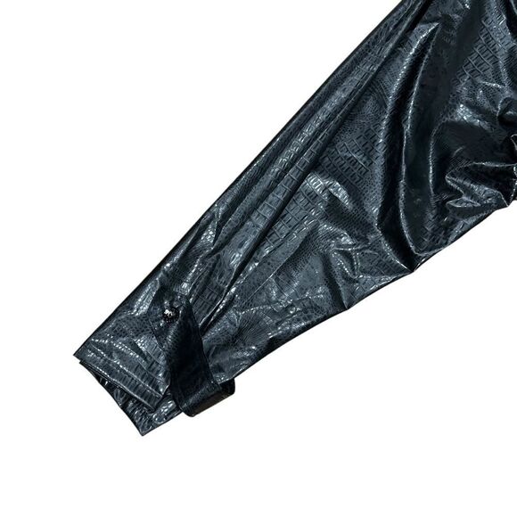 Wippette Ken Sporn Vintage Vinyl Croc Embossed Print Double Breasted Trench Coat - Picture 9 of 13